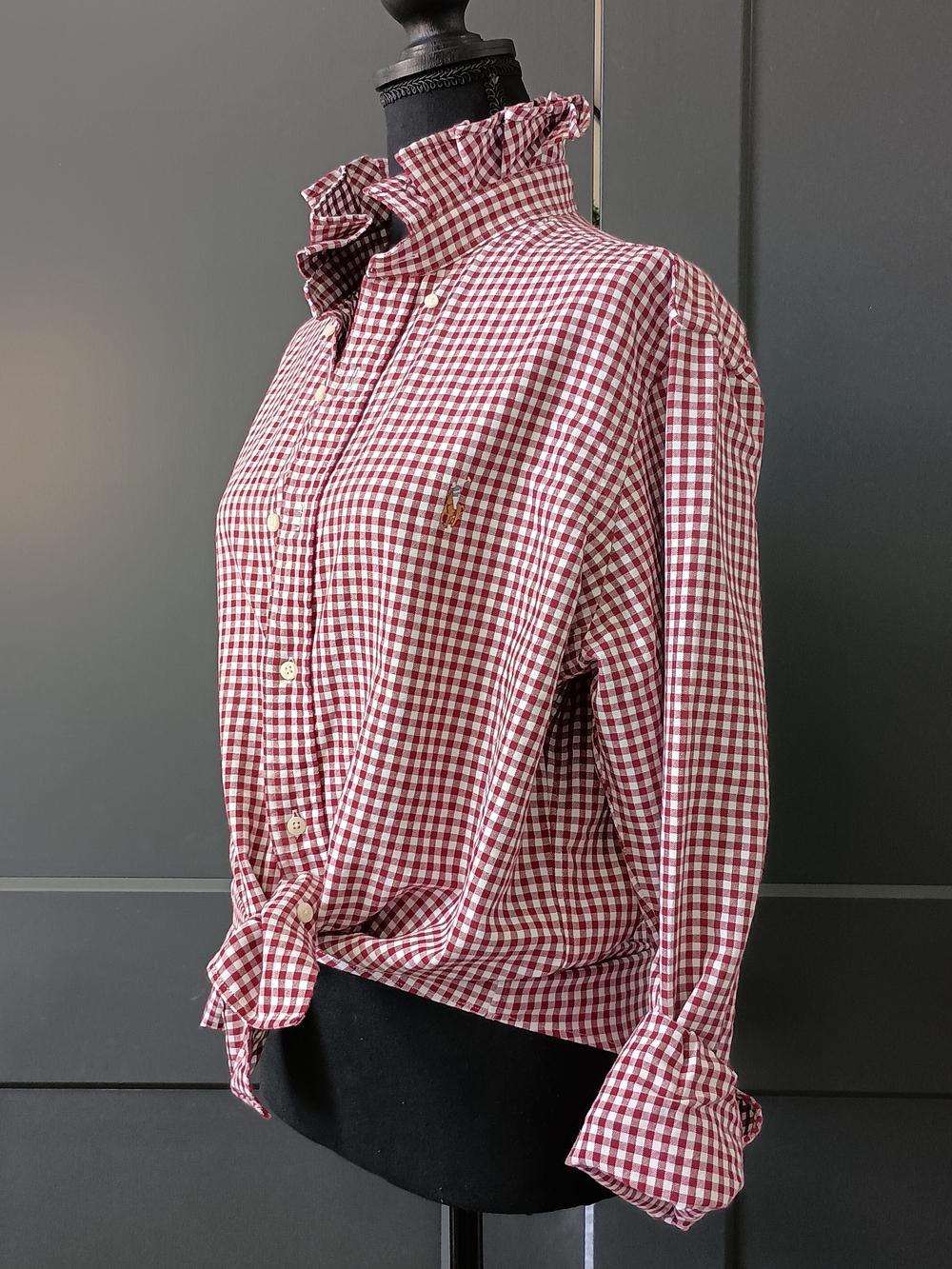 Upcycled Women's Ralph Lauren Ruffled Collar Shirt #142